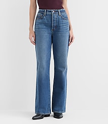 Rivete Tall Curvy High Rise Wide Leg Jeans in Echo Wash carousel Product Image 1