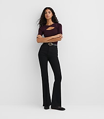 Rivete Tall High Rise Slim Flare Jeans in Noir Wash carousel Product Image 1