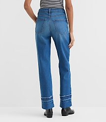 Rivete Tall Curvy Unpicked Cuffed High Rise Straight Jeans in Authentic Indigo carousel Product Image 2
