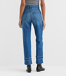 Rivete Tall Unpicked Cuffed High Rise Straight Jeans in Authentic Indigo carousel Product Image 3