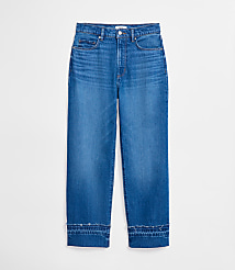 Rivete Tall Unpicked Cuffed High Rise Straight Jeans in Authentic Indigo carousel Product Image 4