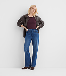 Rivete Tall Mid Rise Relaxed Straight Jeans in Dark Wash carousel Product Image 3