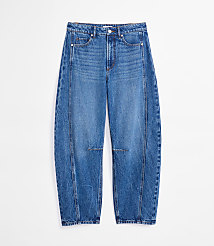 Rivete Tall Seamed High Rise Barrel Jeans in Dark Wash carousel Product Image 5