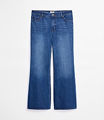 Rivete Tall Curvy Mid Rise Loose Flare Jeans in Vintage Dark Wash carousel Product Image 3