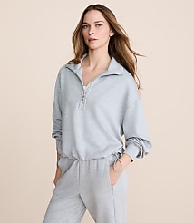 Petite Lou & Grey Heathered Cinched Scubasoft Half Zip Top carousel Product Image 1