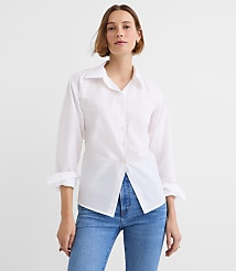 Petite Striped Cutout Tie Back Poplin Shirt carousel Product Image 1