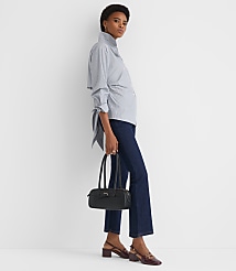 Petite Striped Cutout Tie Back Poplin Shirt carousel Product Image 3
