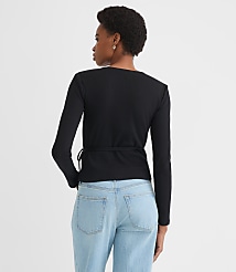 Petite Ribbed Wrap Top carousel Product Image 3