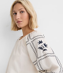 Floral Embroidered Poplin Blouse carousel Product Image 1