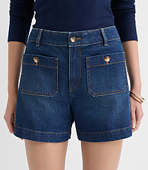 Tall Curvy Palmer Denim Shorts in Vintage Mid Wash carousel Product Image 1