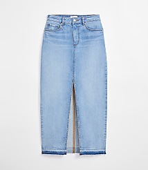 Rivete Tall Front Slit Denim Maxi Skirt in Vintage Light Wash carousel Product Image 4