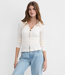Petite Smocked Ruffle Cardigan Top carousel Product Image 1