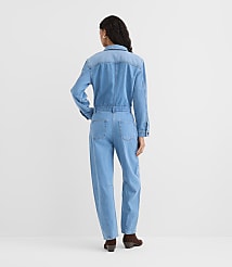 Rivete Petite Denim Jumpsuit in Light Wash carousel Product Image 4
