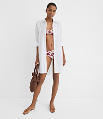 Petite LOFT Beach Linen Cotton Swimsuit Coverup Shirt carousel Product Image 1