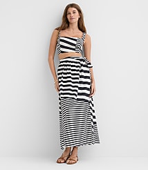 Petite LOFT Beach Striped Linen Cotton Maxi Wrap Skirt carousel Product Image 1