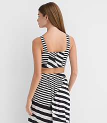 Petite LOFT Beach Striped Linen Cotton Square Neck Top carousel Product Image 3