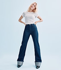 Rivete Tall Cuffed High Rise Wide Leg Jeans in Nova Wash carousel Product Image 5