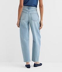 Rivete Short High Rise Barrel Jeans in Light Wash carousel Product Image 3