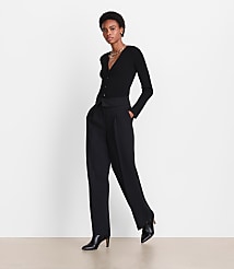 Tall LOFT Versa Crepe Drape Foldover Waist Palazzo Pants carousel Product Image 1