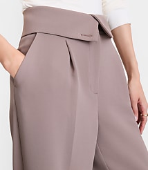 Petite LOFT Versa Crepe Drape Foldover Waist Palazzo Pants carousel Product Image 4
