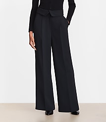 Tall LOFT Versa Crepe Drape Foldover Waist Palazzo Pants carousel Product Image 3