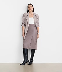Petite LOFT Versa Faux Leather Buckle Trim Midi Skirt carousel Product Image 1