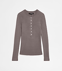 Petite LOFT Versa Ribbed Henley Sweater carousel Product Image 4