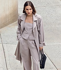 Petite LOFT Versa Seasonless Stretch Trench Coat in Stripe carousel Product Image 6