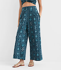 Petite LOFT Beach Palm Linen Cotton Wide Leg Pants carousel Product Image 2