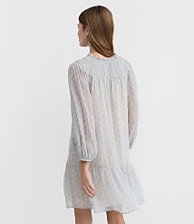 Petite Paisley Smocked Tie Neck Mini Dress carousel Product Image 1