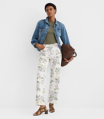 Petite High Rise Straight Jeans in Floral carousel Product Image 1
