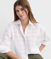 Petite Eyelet Everyday Oversized Shirt carousel Product Image 1