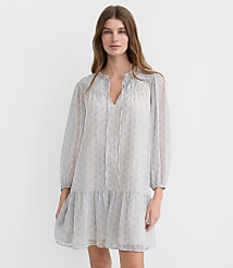 Petite Paisley Smocked Tie Neck Mini Dress carousel Product Image 3