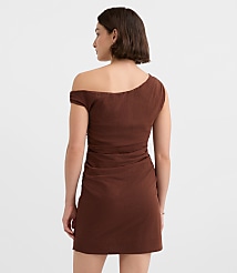 Petite LOFT Beach Ruched Off The Shoulder Mini Dress carousel Product Image 3