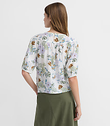 Petite Floral Lace Trim Yoke Blouse carousel Product Image 3