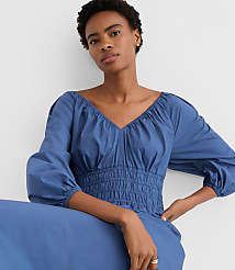 Poplin Smocked Midi Pocket Dress carousel Product Image 1