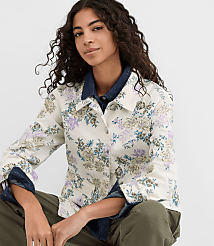 Petite Floral Denim Chore Jacket carousel Product Image 2