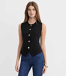 Petite Hammered Metallic Button Sweater Vest carousel Product Image 3
