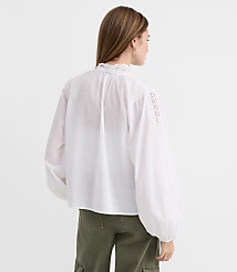 Petite Scalloped Eyelet Bow Blouse carousel Product Image 2