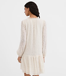 Petite Eyelet Tie Neck Flounce Mini Pocket Dress carousel Product Image 3