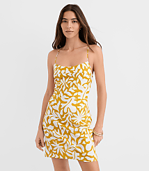 Petite LOFT Beach Palm Linen Cotton Strappy Back Mini Dress carousel Product Image 2