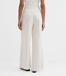 Petite Pull On Wide Leg Pants in Pinstripe Cotton Linen carousel Product Image 3
