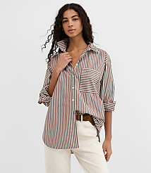 Petite Striped Poplin Everyday Oversized Pocket Shirt carousel Product Image 2