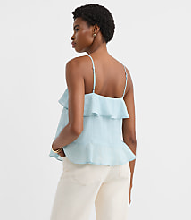 Petite Textured Tie Back Ruffle Strappy Cami carousel Product Image 3