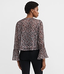 Petite Snake Print Pintucked Bow Blouse carousel Product Image 4