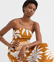 Petite LOFT Beach Floral Side Ruched Linen Cotton Strapless Maxi Dress carousel Product Image 3