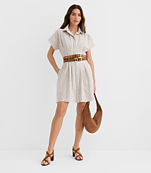 Petite Striped Poplin Pleated Mini Pocket Shirtdress carousel Product Image 2