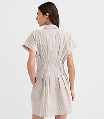 Petite Striped Poplin Pleated Mini Pocket Shirtdress carousel Product Image 3