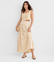 Petite LOFT Beach Striped Linen Cotton Maxi Skirt carousel Product Image 1