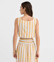 Petite LOFT Beach Striped Side Tie Linen Cotton Crop Top carousel Product Image 2